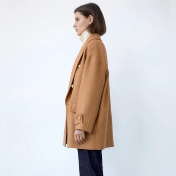 Zara Gold Button Coat - Picture 3 of 12